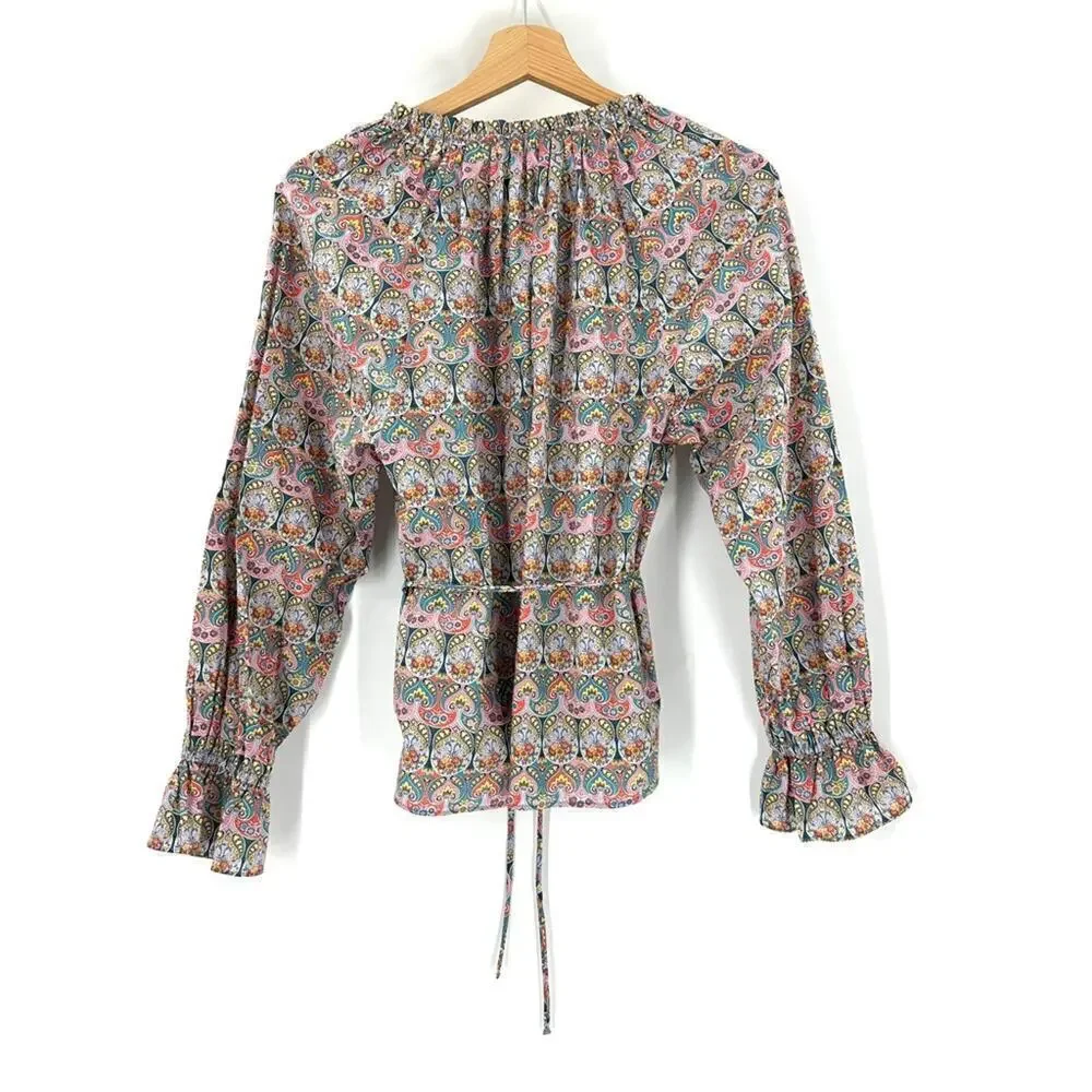 NEW J. Crew x Liberty Tie Waist Organic Cotton Giorgia Duke Fabric Sz S